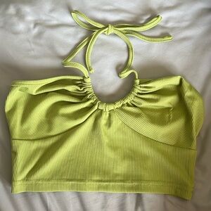 light green cropped tie halter top